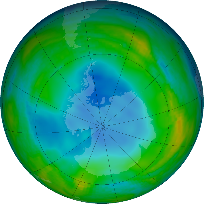Antarctic ozone map for 26 June 1986